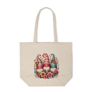 Floral Spring Garden Gnome Custom Canvas Tote Bag